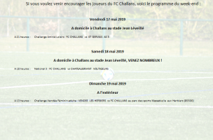Match du week end du 18-19 mai 2019