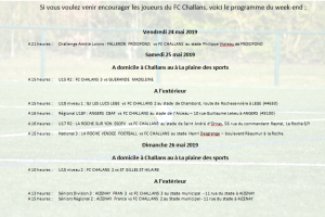Matchs du week end 25-26 mai 2019